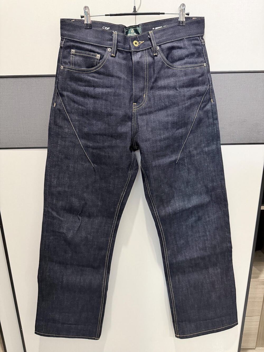 Premium Japanese Raw Selvedge Denim Baggy Wideleg Jeans Navy Blue size 32